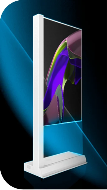 HoloAI transparent OLED display shown from the side