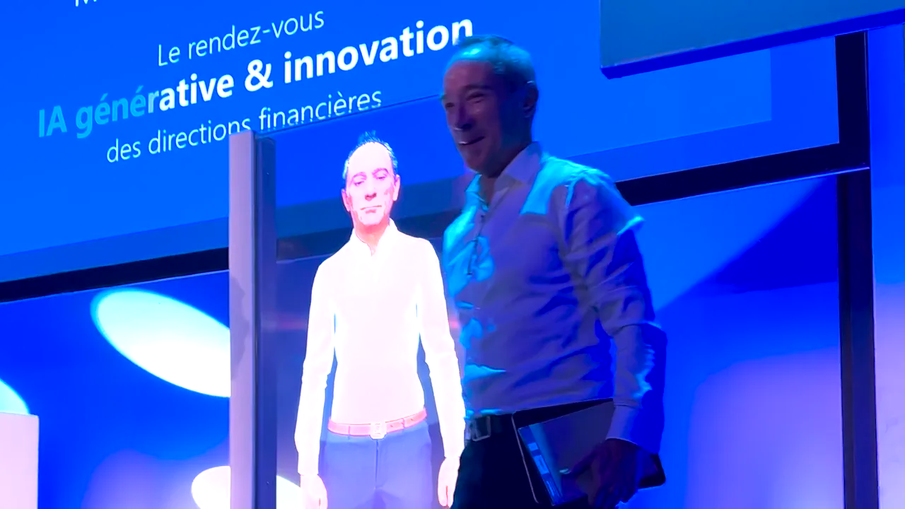 A real person digitized in 3D using a scan.